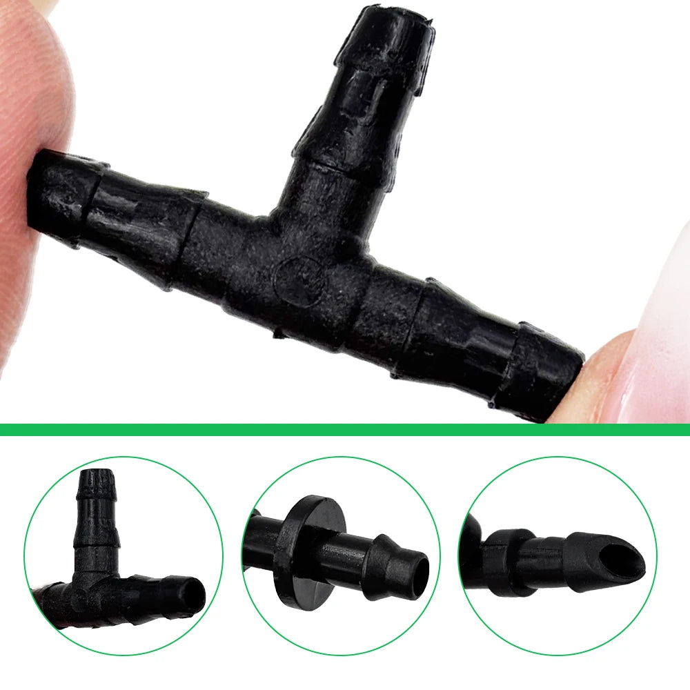 50pcs Barbed Connectors Irrigation Fittings Drip Irrigation Barbed Connectors 4/7mm Tubing Fittings for Flower Pot Garden Lawn Peaceful Pleasures Health and Wellness