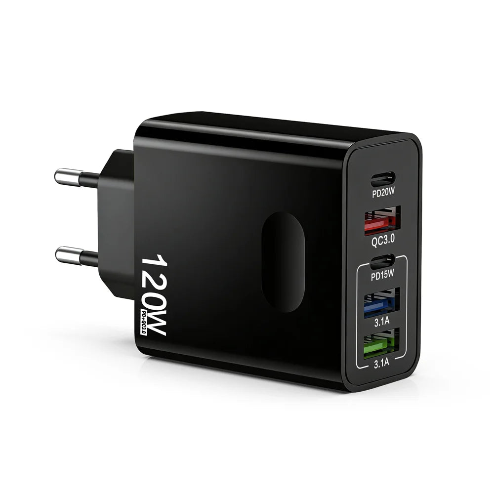 120W 5-in-1 USB-C Desktop Fast Charger QC3.0 | Multi-Port