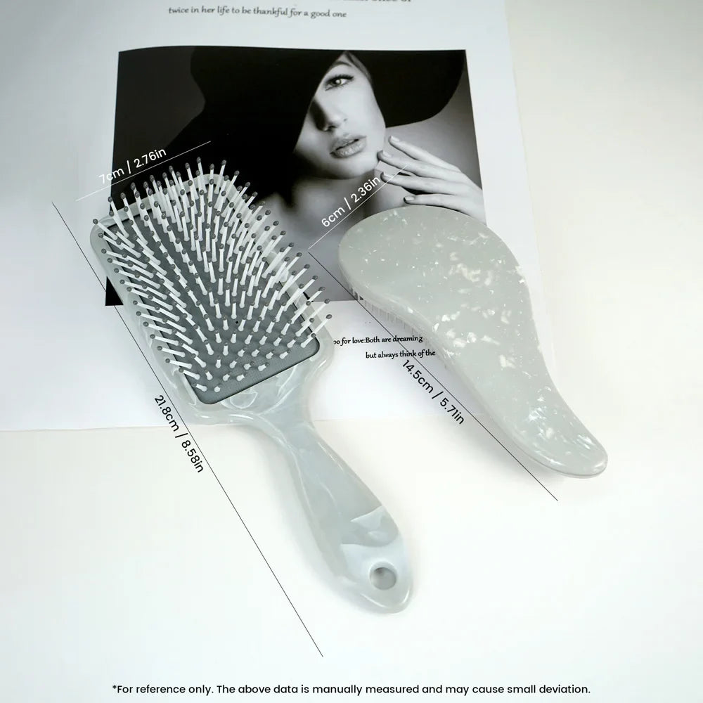 Marble Texture Hair Brush – Oval & Rectangular Detangling