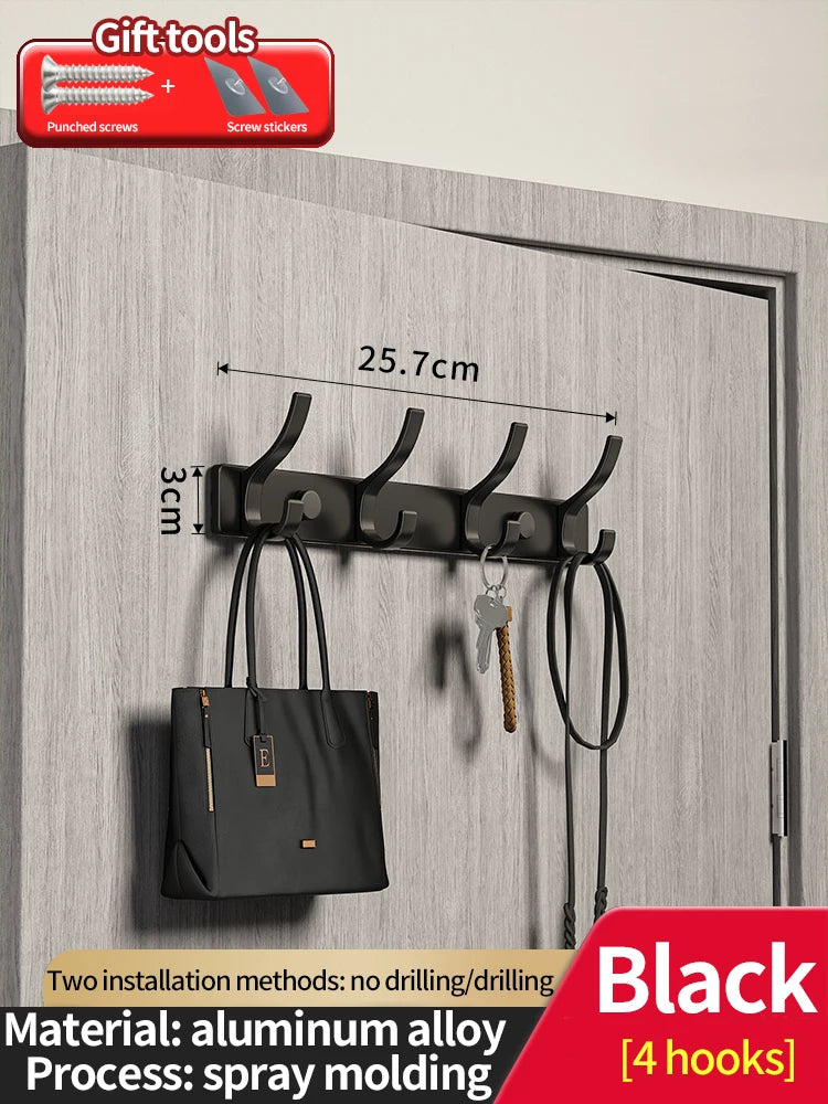 No-Drill Aluminum Wall Hook – Coat, Robe & Bag Hanger Organizer