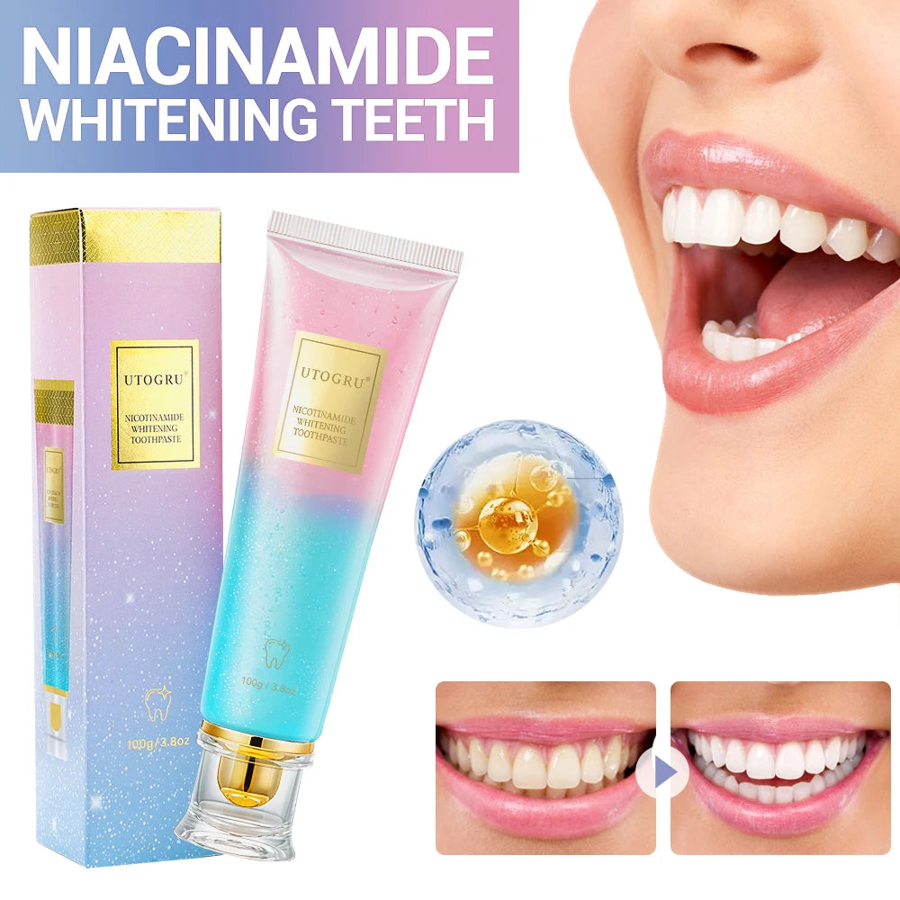 Niacinamide Teeth Whitening Toothpaste Reduce Yellow Stains on Teeth Mint Flavor Fresh Breath Toothpaste Home Gum Care Daily Use Peaceful Pleasures Health and Wellness