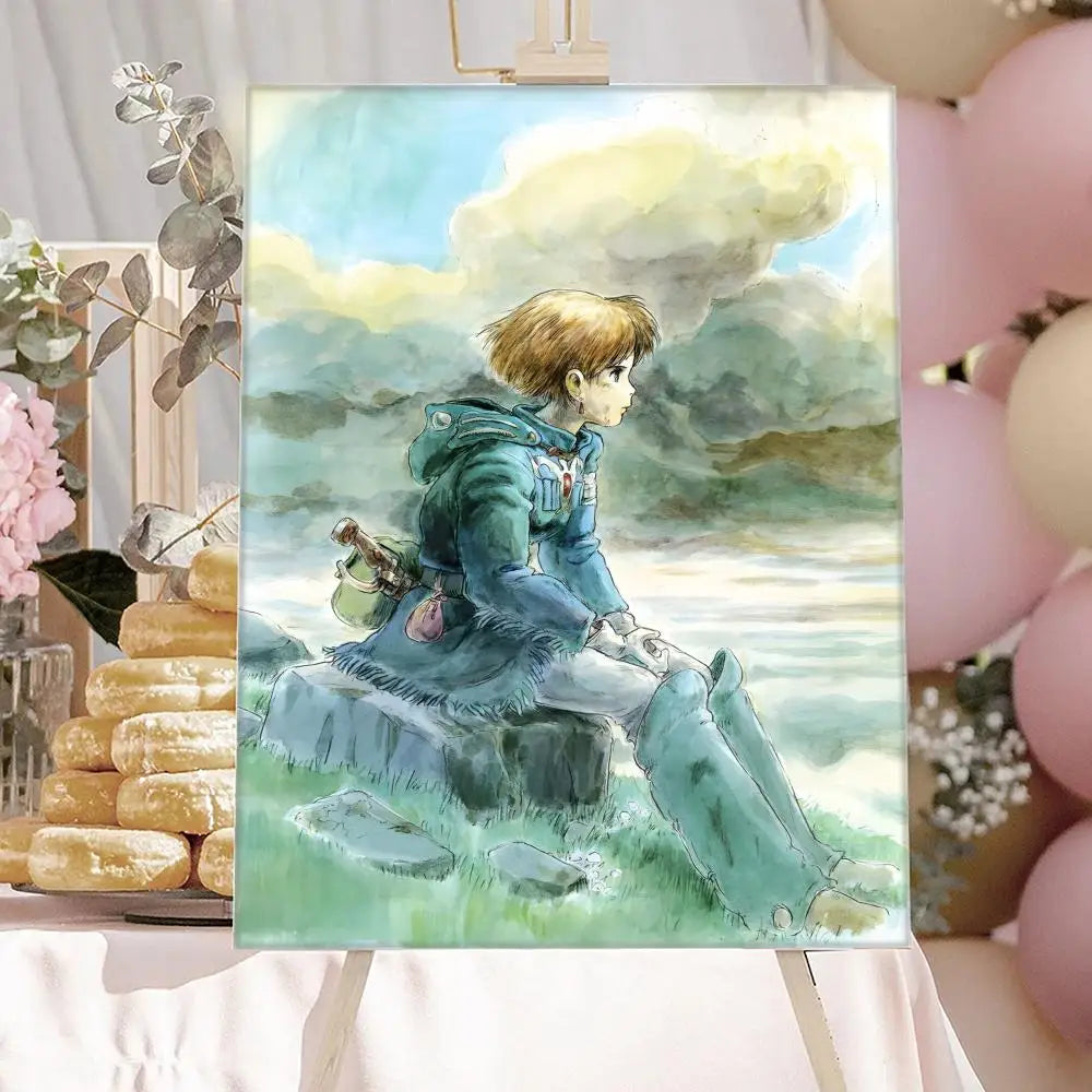 Nausicaä Valley of the Wind Anime Canvas Poster | Wall Art Anime Canvas Poster Peaceful Pleasures Health and Wellness Black13 20x30cm Unframed