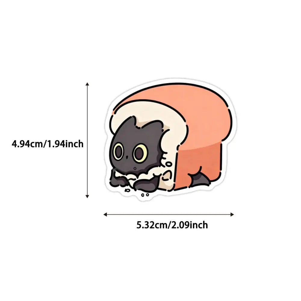 50Pcs Waterproof Kawaii Black Cat Sticker Cartoon Self-adhesive Funny Meme Sticker Animal Creative Stationery Sticker Peaceful Pleasures Health and Wellness