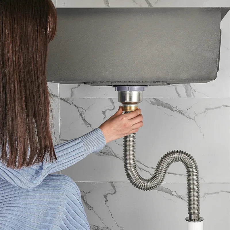 Stainless Steel Sink Drain Filter & Deodorant Drain Pipe Kit