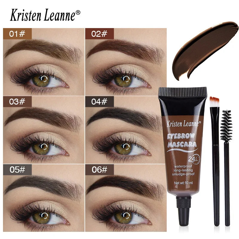 Waterproof Eyebrow Tint Gel Cream – 6 Colors with Brush