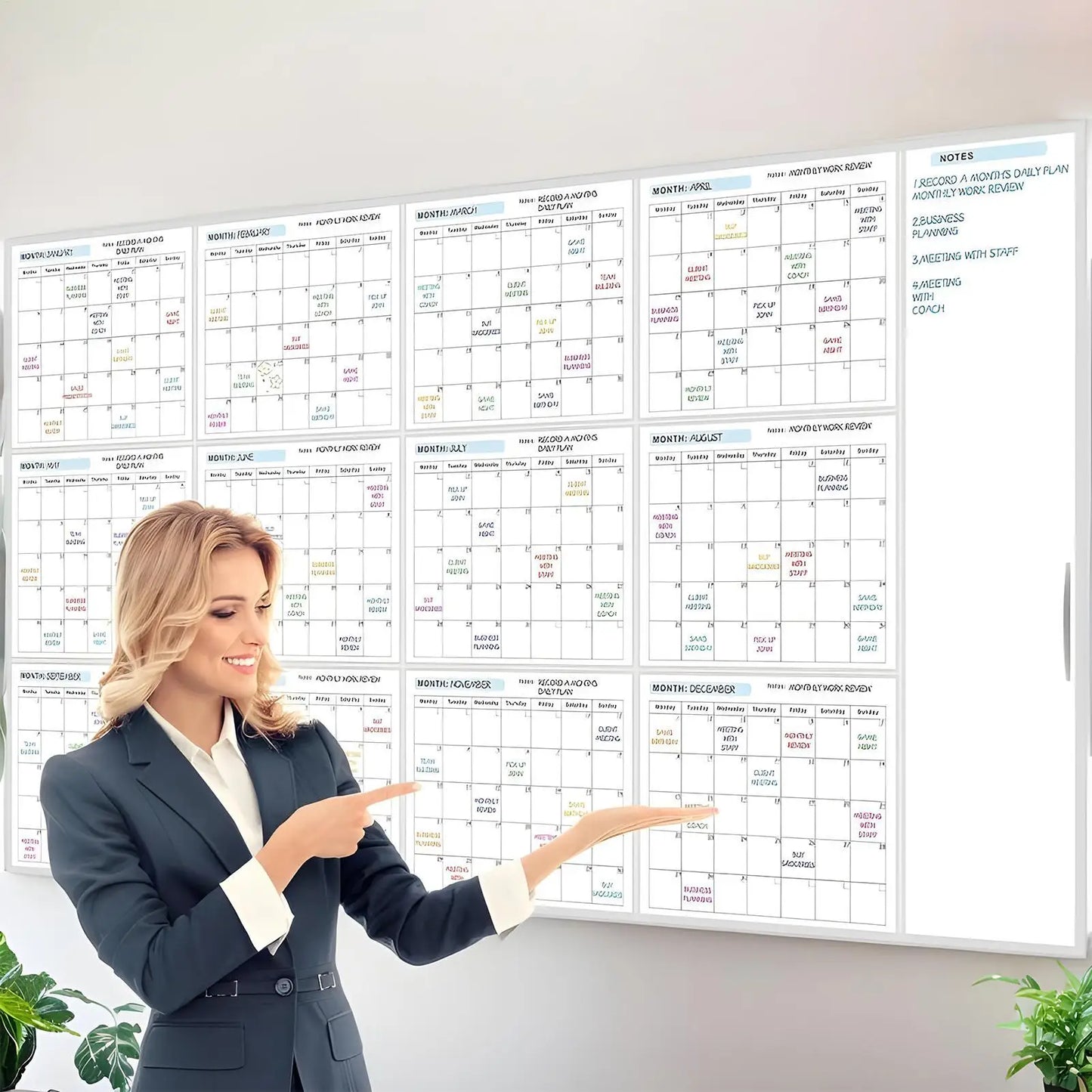 Large Erasable Wall Calendar – Reusable 12-Month Yearly Planner