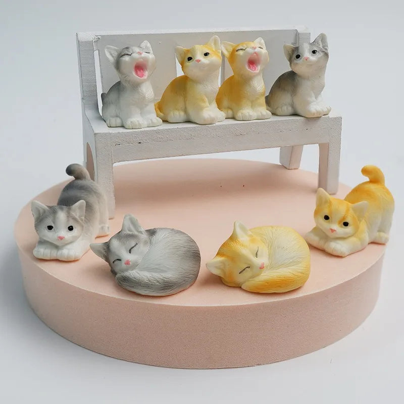 1PC Animal Miniature Fairy Garden Doll House Decoration DIY Micro Landscape Resin Cat Ornament Kitten Figurine Home Decor Peaceful Pleasures Health and Wellness