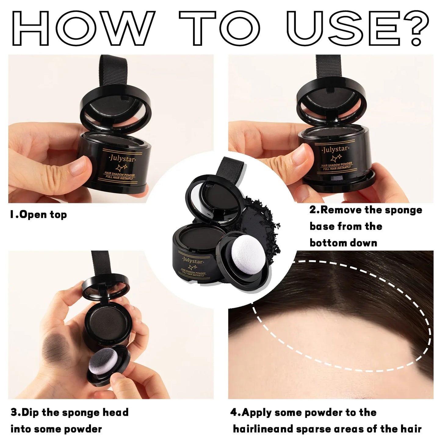 Julystar Hairline Shadow Powder – 4 Colors, Waterproof Coverage