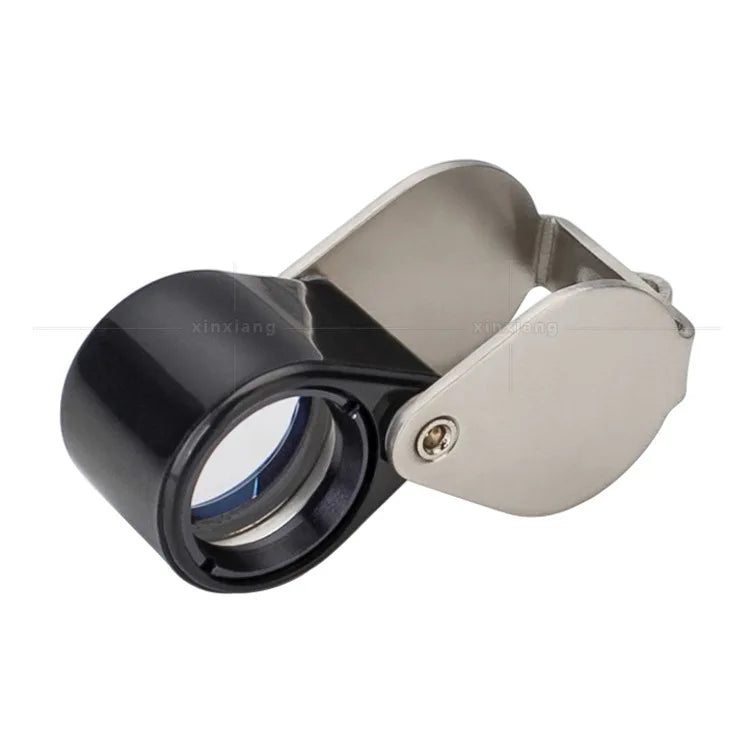 14X Magnifier 12Mm All Metal Folding Diamond Jade Antique Appraisal High-Power Magnifying Glass with Leather Cover Peaceful Pleasures Health and Wellness