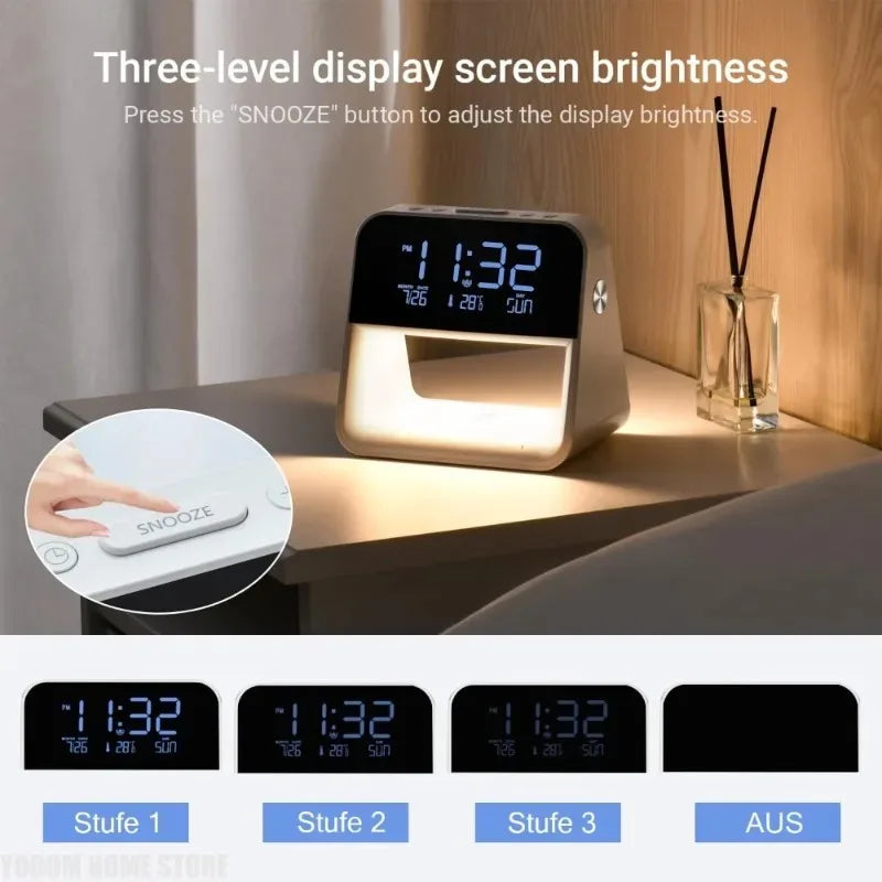 3-in-1 Bedside Alarm Clock | Wireless Charging & Night Light