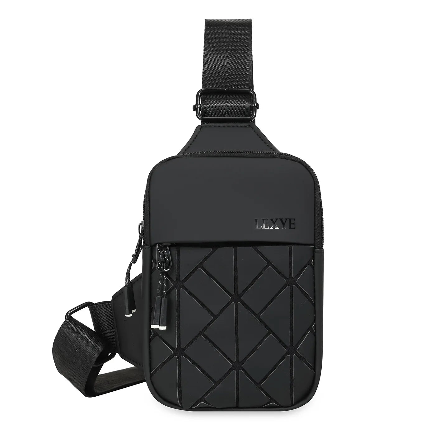 Rhombus Grid Crossbody Bag | PU Leather Shoulder & Chest Bag