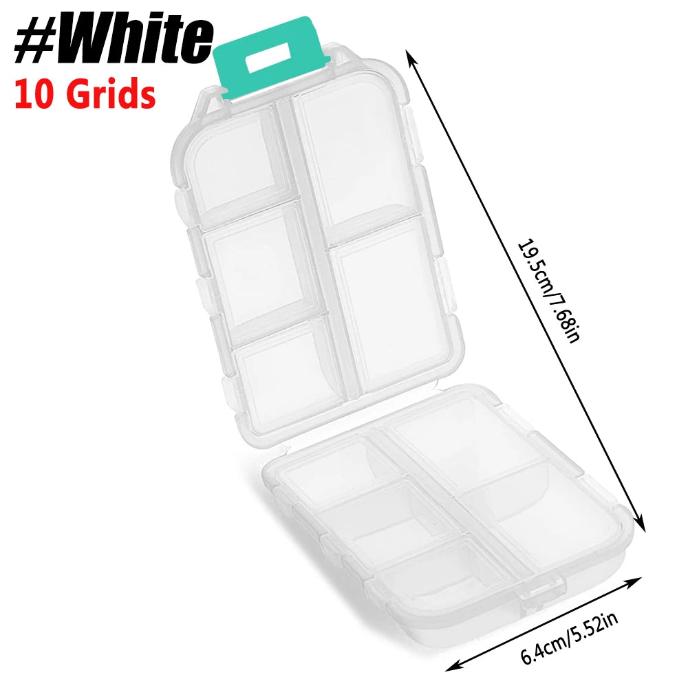 1Pcs Portable Travel Med Wallet for 10/12 Grids, Pocket Pill Box Dispenser Suitable for Storing Fish Oil Vitamin Medication, Etc Peaceful Pleasures Health and Wellness White-10 Grids