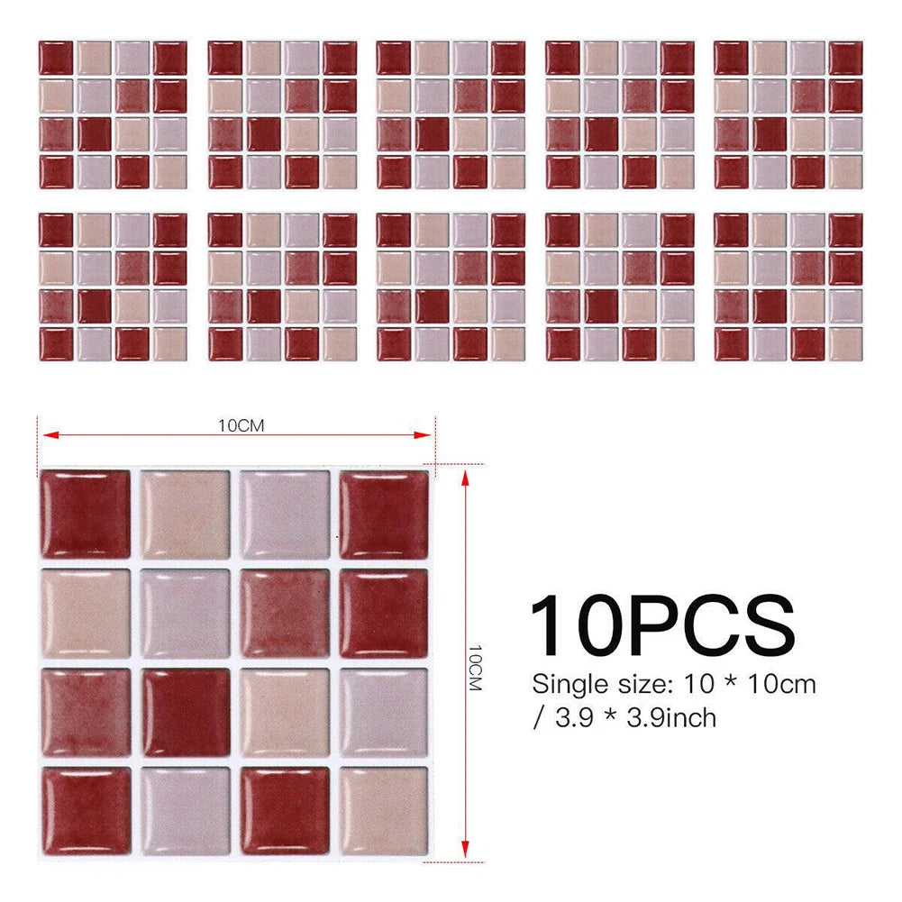 Self-adhesive Mosaic Tile Stickers Stick Bathroom Kitchen Wall Decal