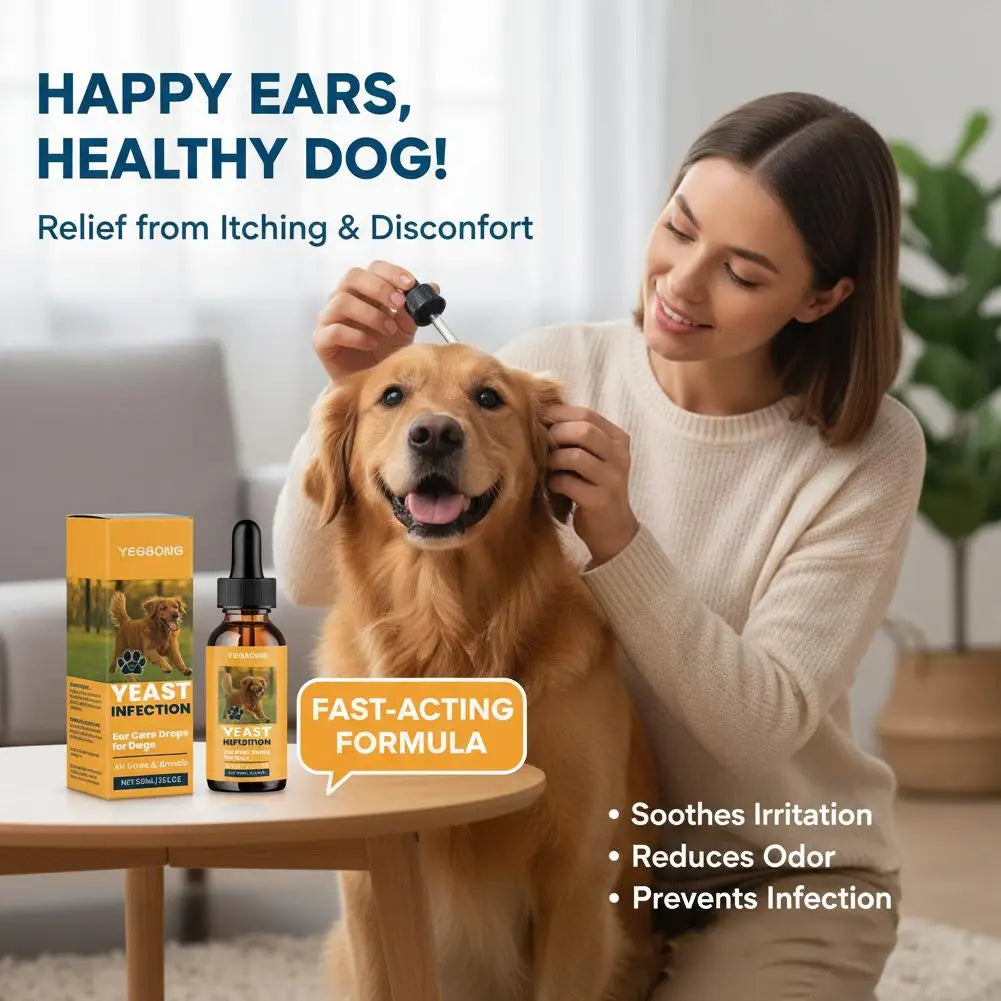 Pet Ear Care Drops Dogs & Cats | 60ml Daily Ear Cleaner