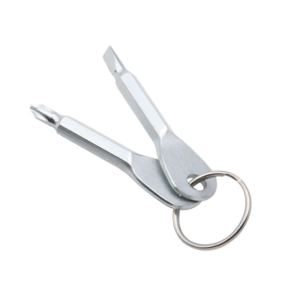 Portable EDC Multifunctional Screwdriver Set Pocket Hand Tool EDC Multifunction Phillips Screwdrivers Repair Install Keyring Peaceful Pleasures Health and Wellness Silver