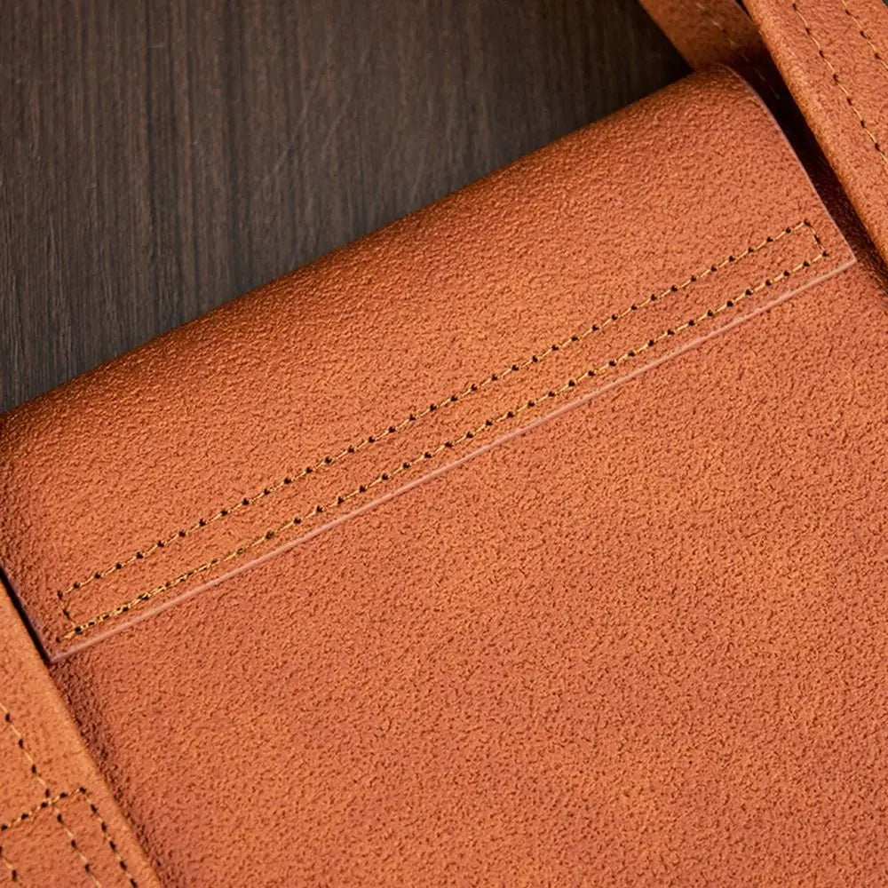 Large Capacity A4 Leather Document Bag Magnetic Button Thickened Waterproof Laptop Cases Portable Simple File Storage Bag Paper Peaceful Pleasures Health and Wellness