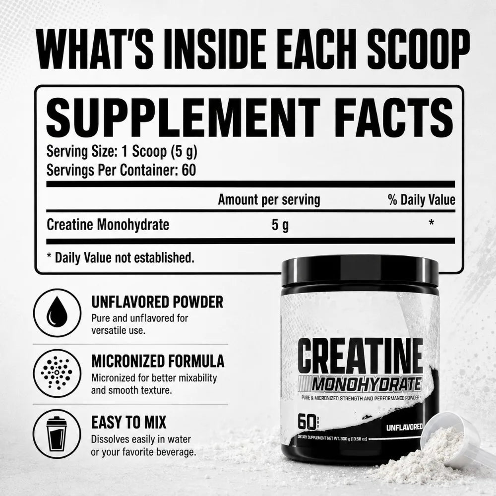 Pure Micronized Creatine Monohydrate Powder 300g | 5g Serving Creatine Supplement Peaceful Pleasures Health and Wellness