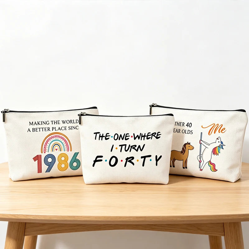 Funny 40th Birthday Gifts for Women 1986 Makeup Bag Cosmetic Travel 40 Year Old for Mom Friends Wife Birthday Party Decoration Peaceful Pleasures Health and Wellness
