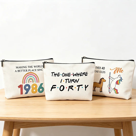 Funny 40th Birthday Gifts for Women 1986 Makeup Bag Cosmetic Travel 40 Year Old for Mom Friends Wife Birthday Party Decoration Peaceful Pleasures Health and Wellness