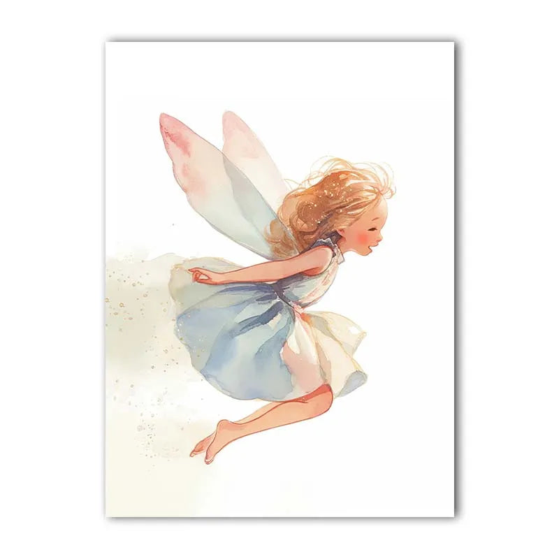 Nursery Wall Art, Nordic Cute Fantasy Fairy Canvas Painting, Baby Poster Print for Toddler Kids Princess Room Wall Decor Peaceful Pleasures Health and Wellness 03 21X30cm No Frame China Mainland