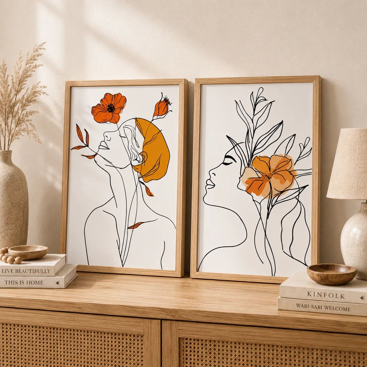 Abstract Woman Flower Canvas Wall Art – Modern Poster Print Canvas Wall Art Print Peaceful Pleasures Health and Wellness