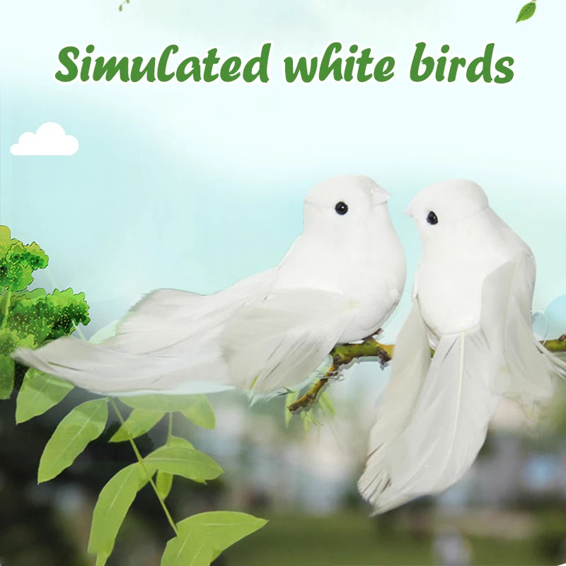 Artificial White Dove Bird Decor – Realistic Feathered Ornament Bird Figurine Decor Peaceful Pleasures Health and Wellness
