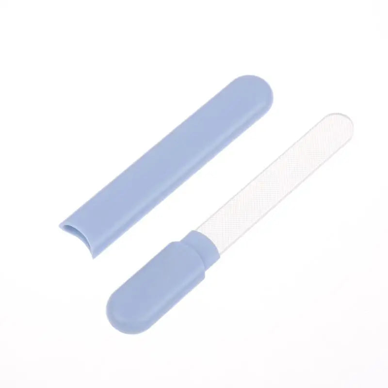 Glass Nail File With Case, Crystal Diamond Salon Best Beauty Nail Buffer For Natural And Acrylic Nail Peaceful Pleasures Health and Wellness Light blue