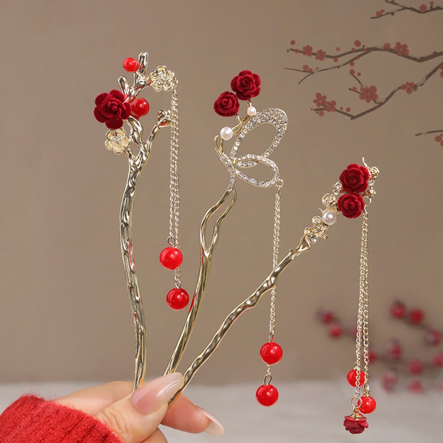 Chinese Court Style Alloy Hair Pins Durable Headdress with Elegant Tassel for Women Wedding Hanfu Cheongsam Peaceful Pleasures Health and Wellness 5