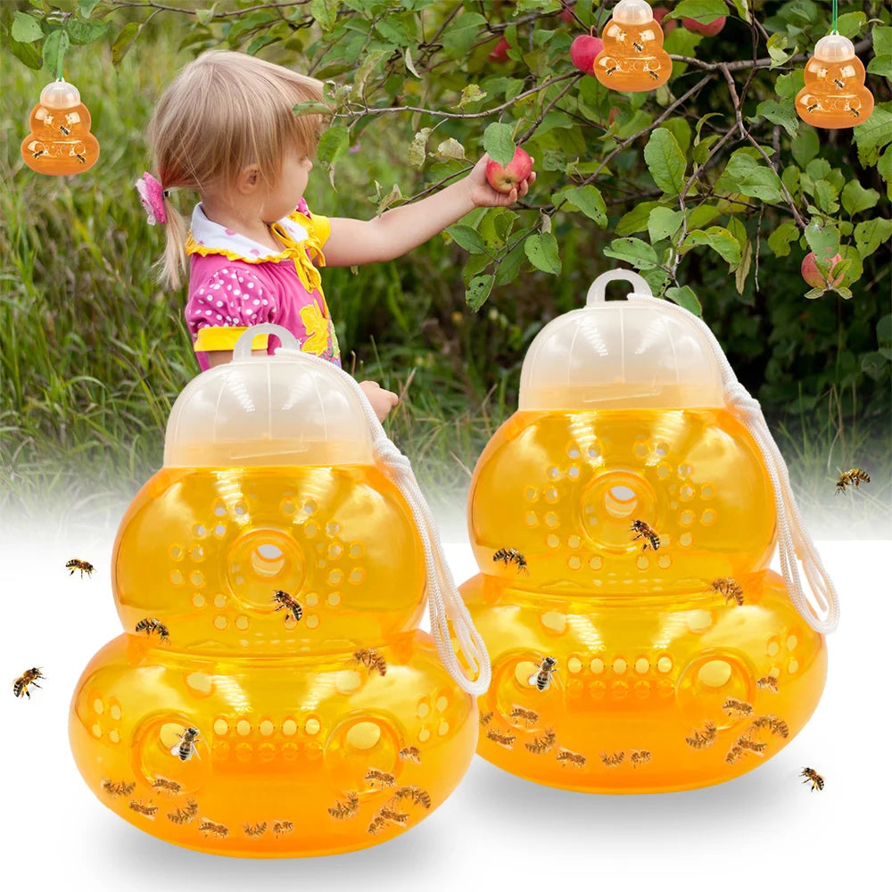 Wasp Trap Outdoor Reusable Portable Wasp Catcher Non-toxic Pest Control Garden Multi-hole Bee Trap for Home Farm Yard Supplies Peaceful Pleasures Health and Wellness 1PC