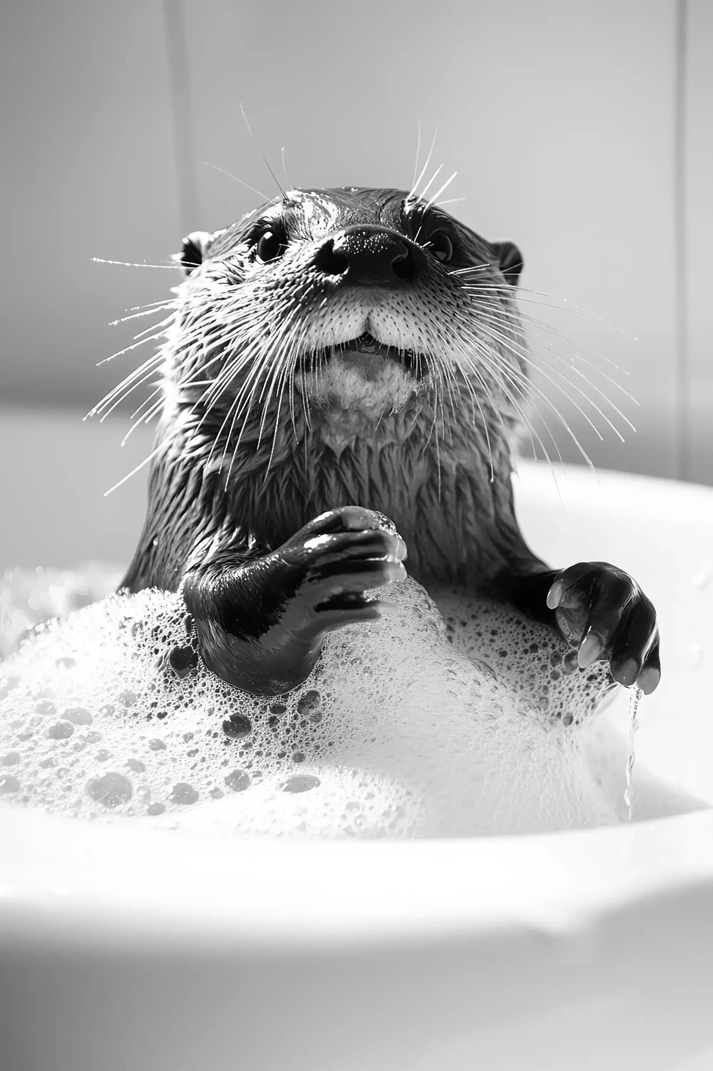 Black & White Cute Animal Toilet Paper Canvas Wall Art Poster