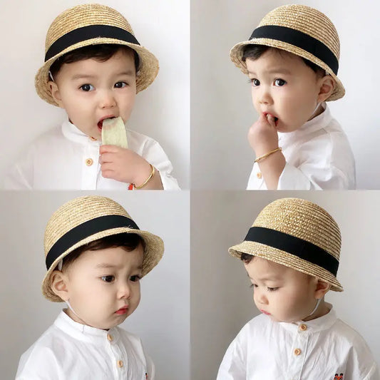 Baby Straw Bowler Sun Hat | Cute Toddler Beach Hat 1-3Y Baby Sun Hat Peaceful Pleasures Health and Wellness