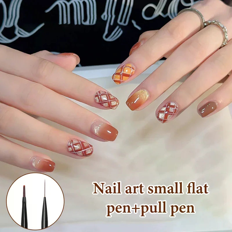 Nail Art Brush Checker Sandalwood Nail Drawing Painting Long Line Brush Nail Art Tool Painting Brushes DIY Design Manicure Tools Peaceful Pleasures Health and Wellness