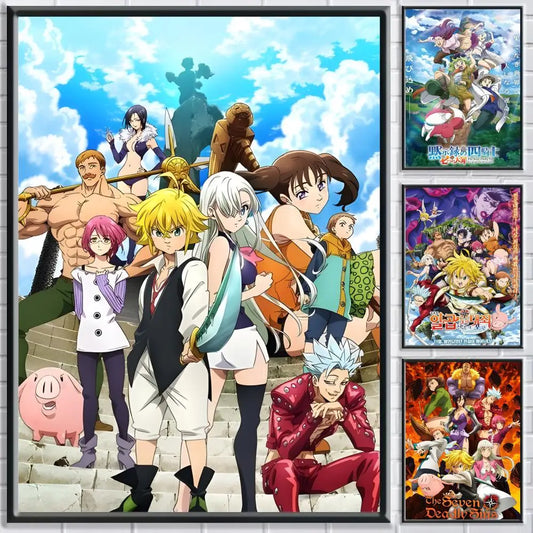 Anime T-The Seven Deadly Sins Poster HD Self Adhesive Waterproof Wall Art Ideal for Home Office Dorm Bedroom Great Gift Peaceful Pleasures Health and Wellness