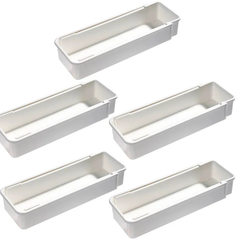 Expandable Silverware Drawer Organizer | White Utensil Tray