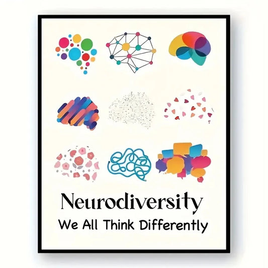 Colorful Brain Canvas Wall Art | Thinking Differently Poster Canvas Wall Art Peaceful Pleasures Health and Wellness G2980 50x70cm Black Frame