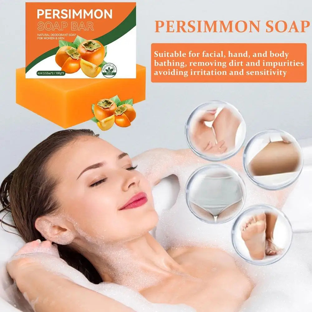 Persimmon Cleansing Soap Bar 100g/200g Body Care Face Wash Exfoliating Soap Fruit Handmade Shower Soap Peaceful Pleasures Health and Wellness