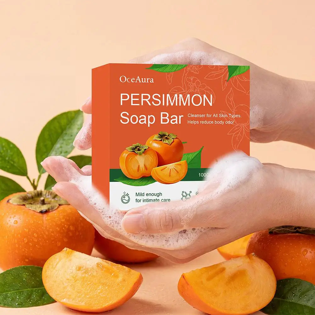 Persimmon Soap Bar for Body Odor Removal, Handmade Persimmon Green Tea Soap for Face and Body Wash Gentle Deodorant Bar Peaceful Pleasures Health and Wellness