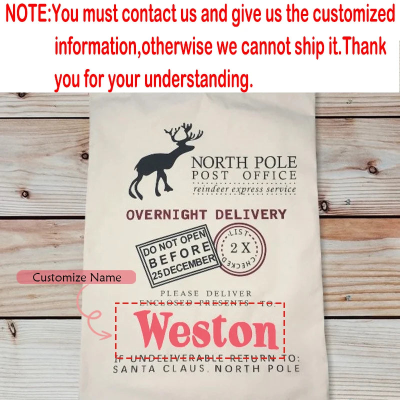 Personalized Reindeer Santa Sack | Christmas Gift Bag for Kids