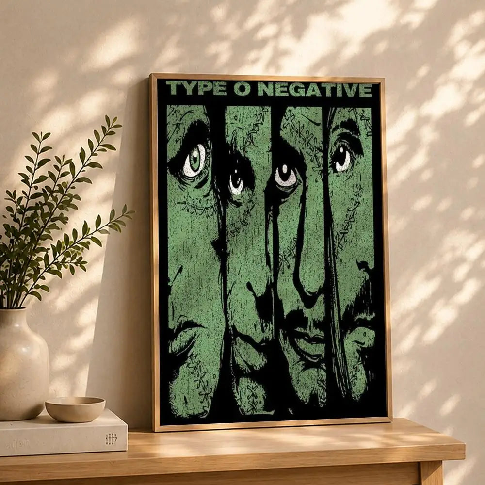 Band T-Type O NegativeS Poster HD Self Adhesive Waterproof Wall Art Ideal for Home Office Dorm Bedroom Great Gift Peaceful Pleasures Health and Wellness White8 50X70cmNoframe
