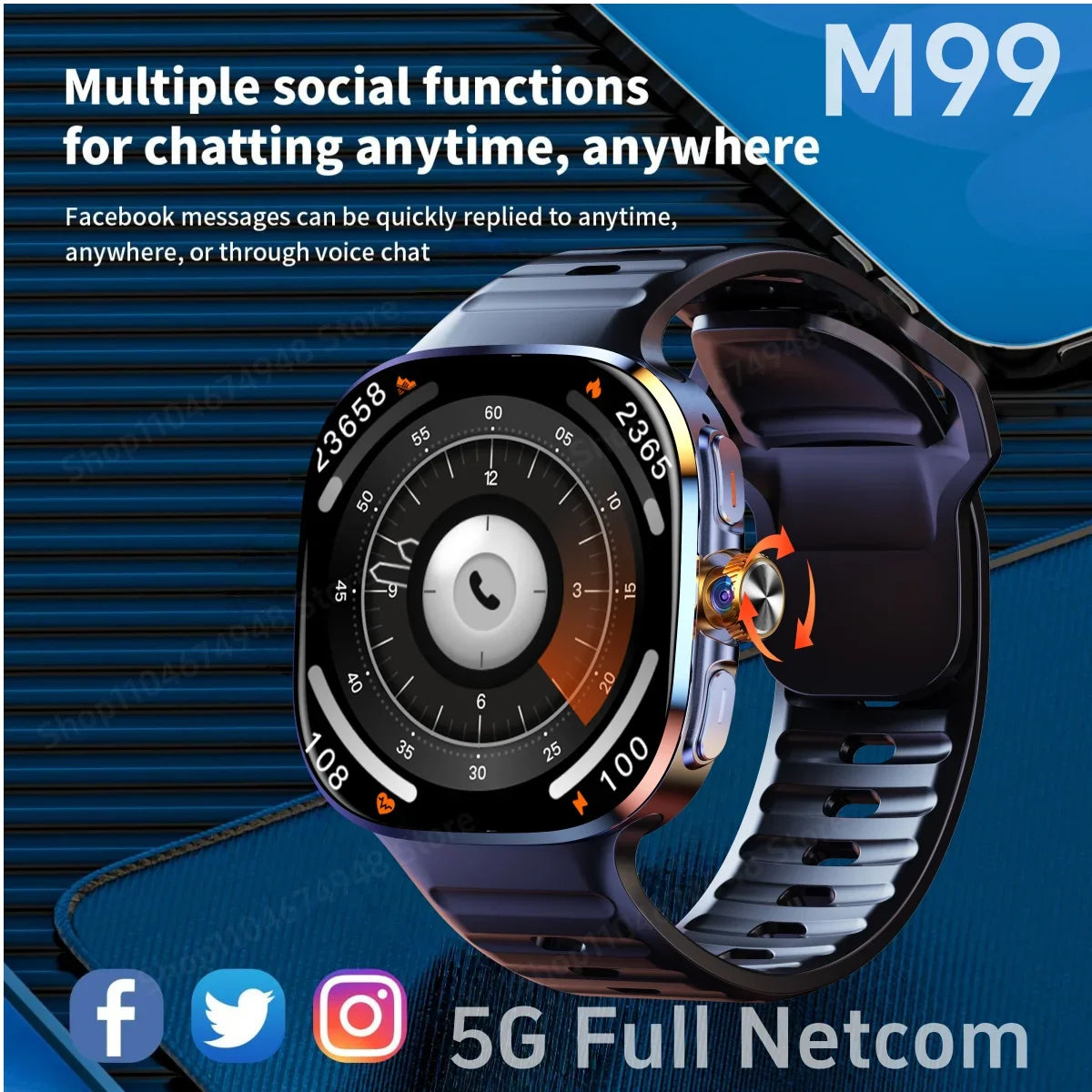 GOLDENSPIKE M99 4G Android Smartwatch – SIM, GPS & 8MP Camera