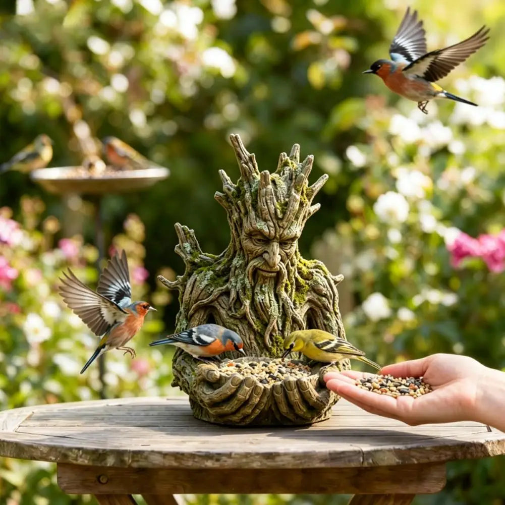 Tree Face Bird Feeder | Resin Old Man Tree Garden Sculpture