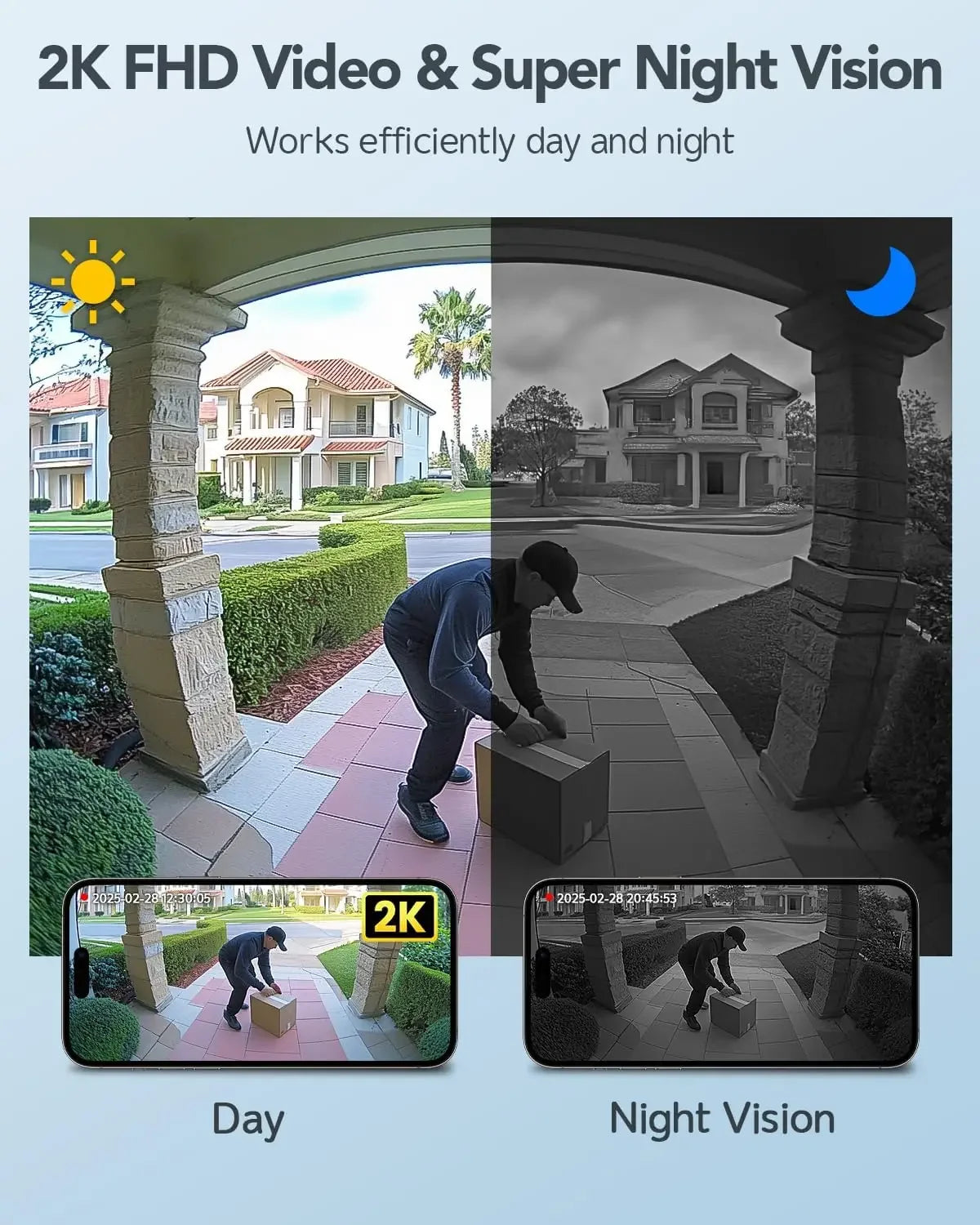 Wireless Video Doorbell with 180° View, 2K HD, Two-Way Talk, No Monthly Fee, Alexa/Google Compatible Peaceful Pleasures Health and Wellness