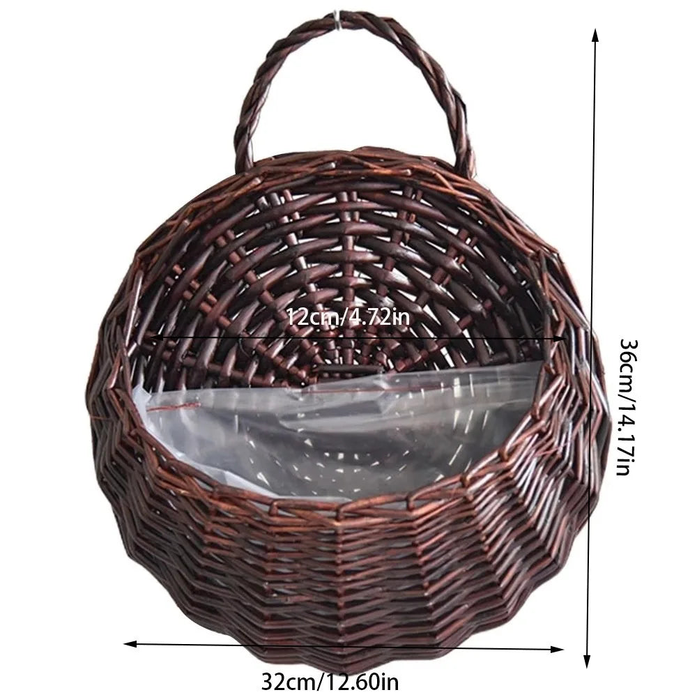 Handmade Wicker Hanging Flower Basket | Wall Planter