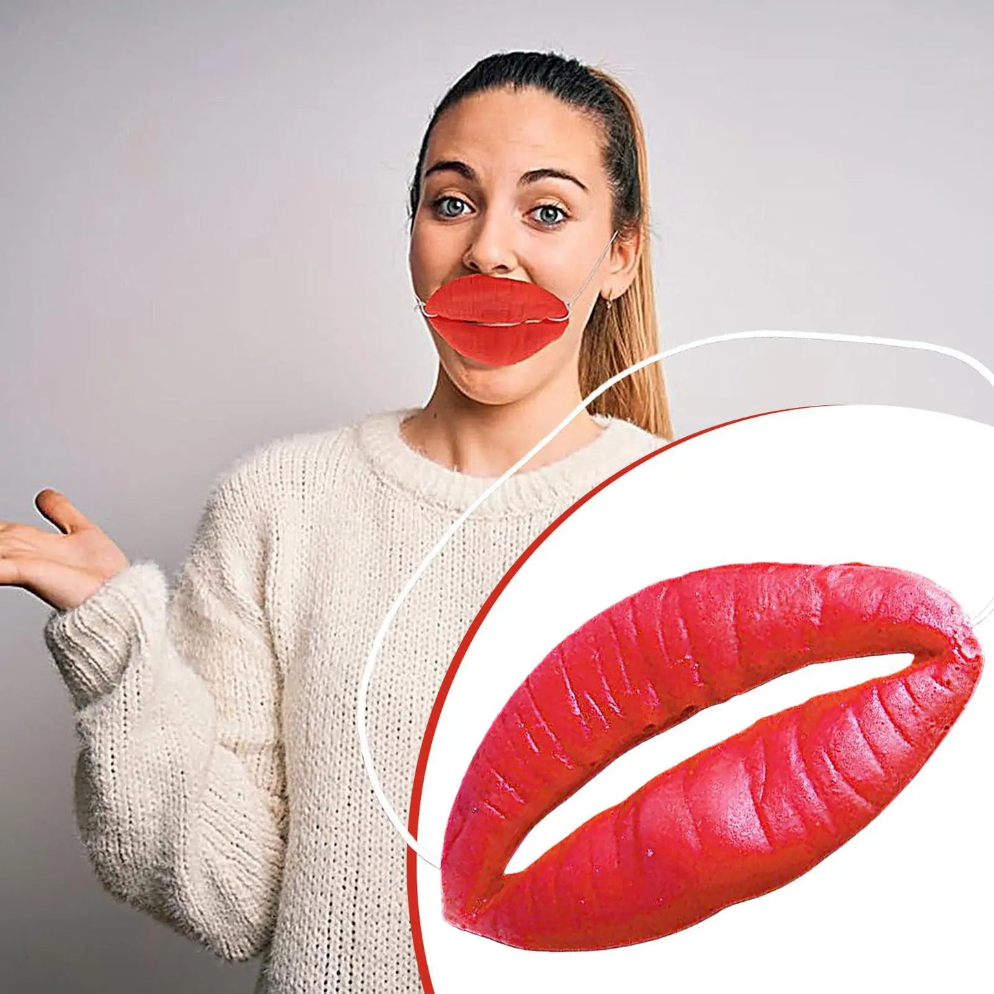 Big Red Lips Latex Mask – Halloween Prank & Party Photo Prop