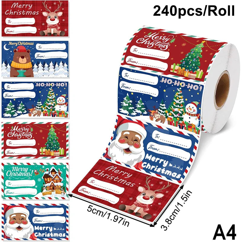 200–500pcs Christmas Stickers PVC Gift Tags & Holiday Seals