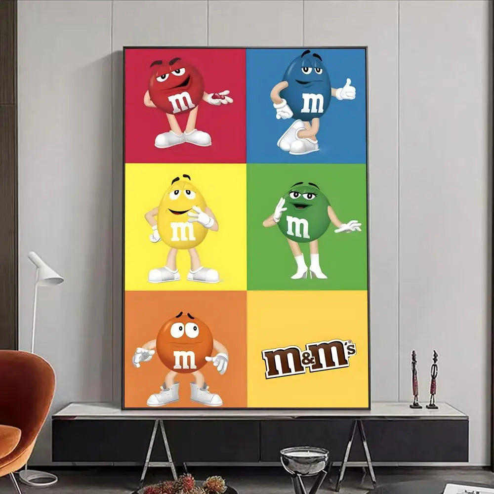 M&M's Candy HD Wall Art Poster – Self-Adhesive Waterproof PVC Wall Art Poster Peaceful Pleasures Health and Wellness Black6 15X20cmNoframe