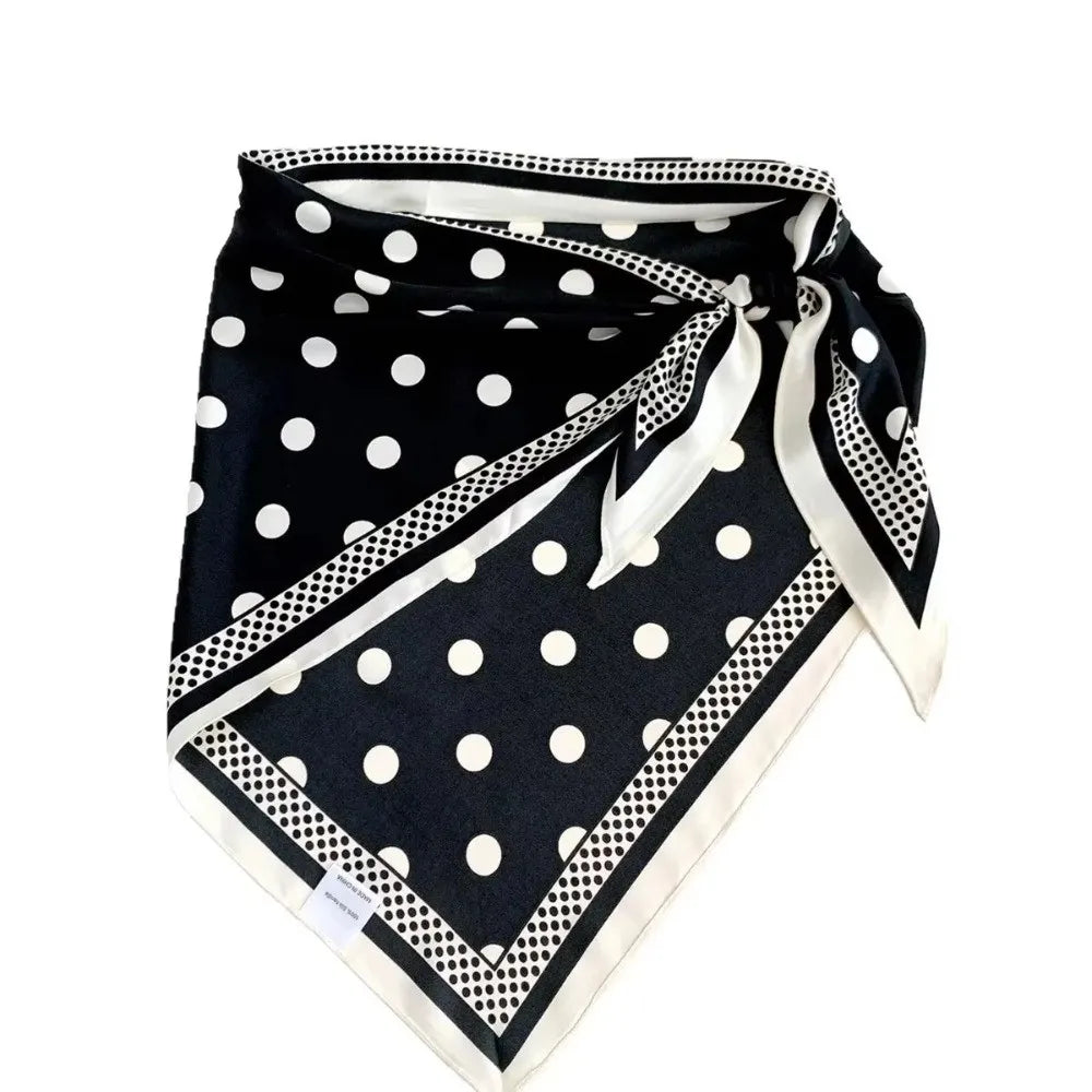 Polka Dot Silk Satin Triangle Scarf – Headscarf & Waist Belt