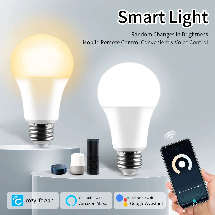 12W 15W 20W WiFi Smart LED Light Bulbs 220V 110V E27 LED Smart Alexa Lamp Cozylife APP Lampada Support Google Home Vioce Control Peaceful Pleasures Health and Wellness