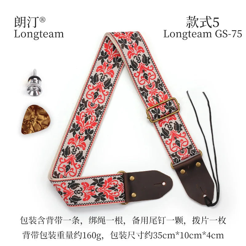 Embroidered Guitarstrap Jacquard Electric Guitar Bass Children's