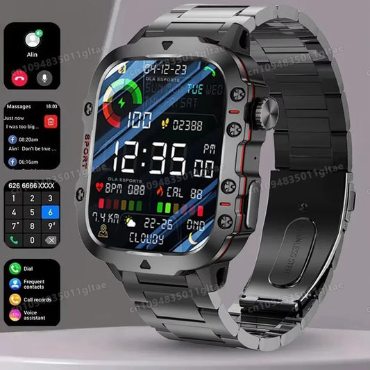 2026 New Military Smart Watch Men IP68 5ATM Outdoor Sports Fitness Tracker Health Monitoring 1.81Inch Bluetooth Calls Smartwatch Peaceful Pleasures Health and Wellness
